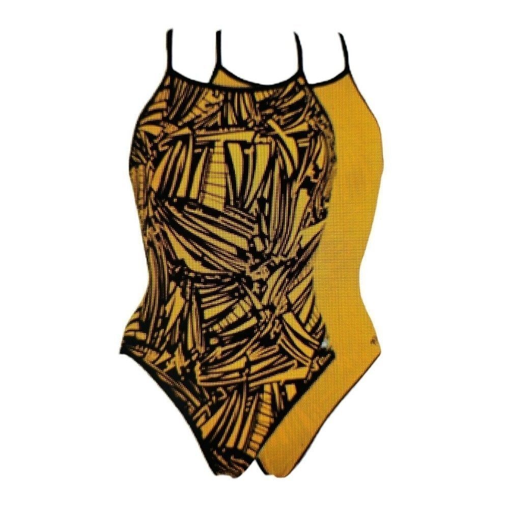 DOLFIN Reversible Womens Training Swimsuit Bathing Suit Gold Size 26/Adult 2 NWT